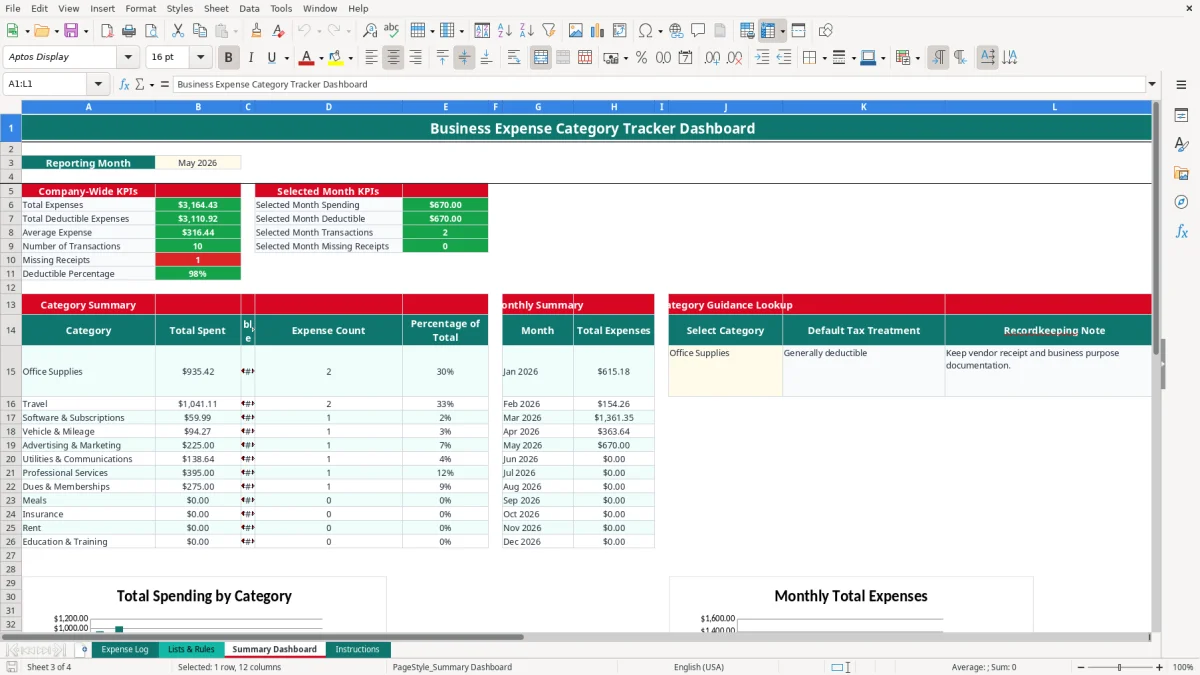 Business Expense Tracker Excel - Free Template (2026)